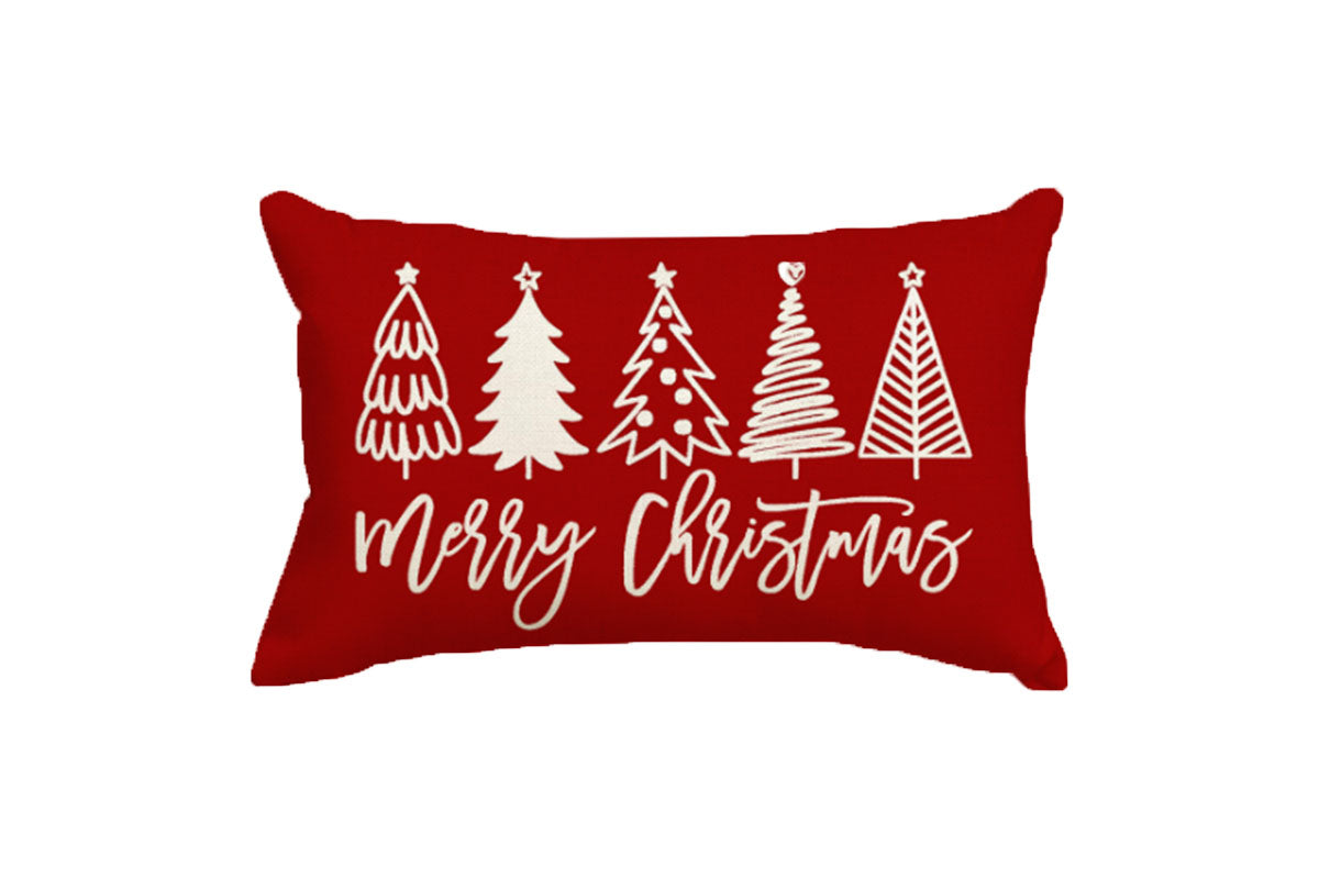 Merry Christmas Throw Pillowcase Rectangle Lumbar Winter Holiday Cushion Cover