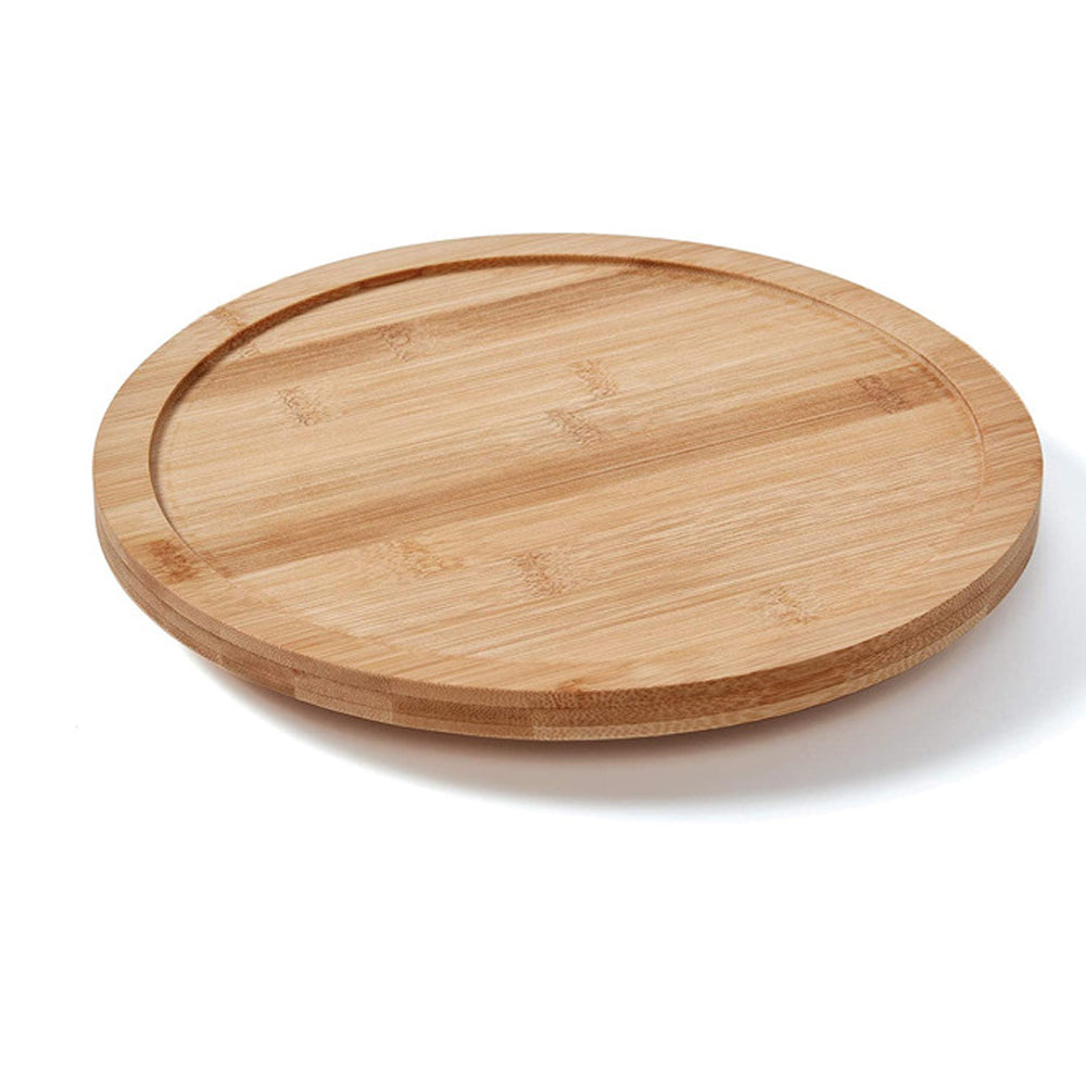 2Pcs 30cm Diameter Bamboo Turntable for Kitchen Pantry Countertop Table