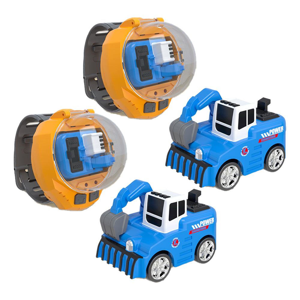 2Pcs Mini Remote Control Bulldozer Watch Toy with USB Charging