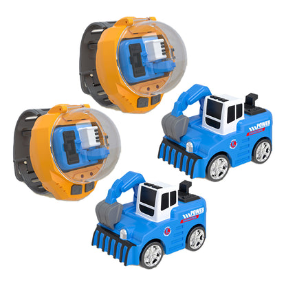 2Pcs Mini Remote Control Bulldozer Watch Toy with USB Charging