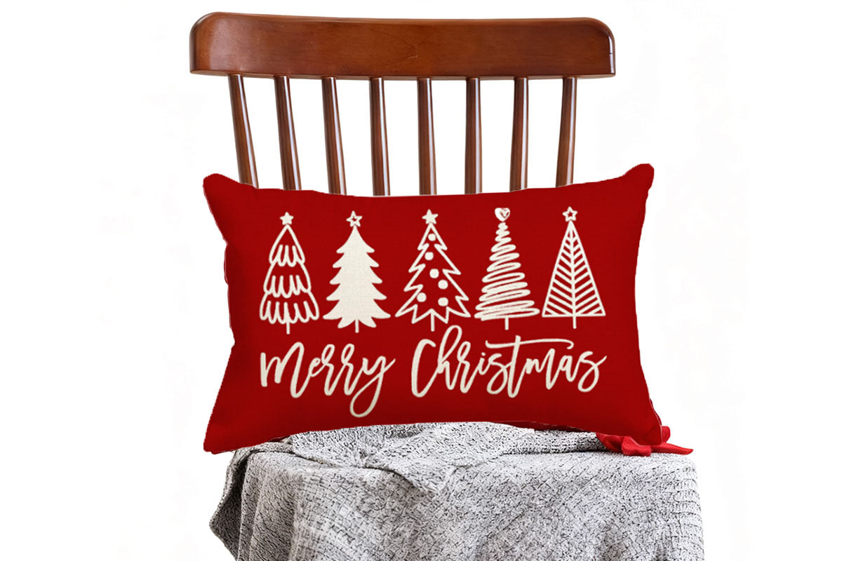 Merry Christmas Throw Pillowcase Rectangle Lumbar Winter Holiday Cushion Cover