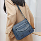 Retro Multi Pockets Crossbody Bag PU Leather Crossbody Shoulder Bag for Women