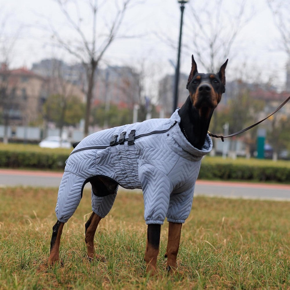 Dog Coat 4 Legs Covered Windproof Waterproof Dog Winter Jacket-Grey