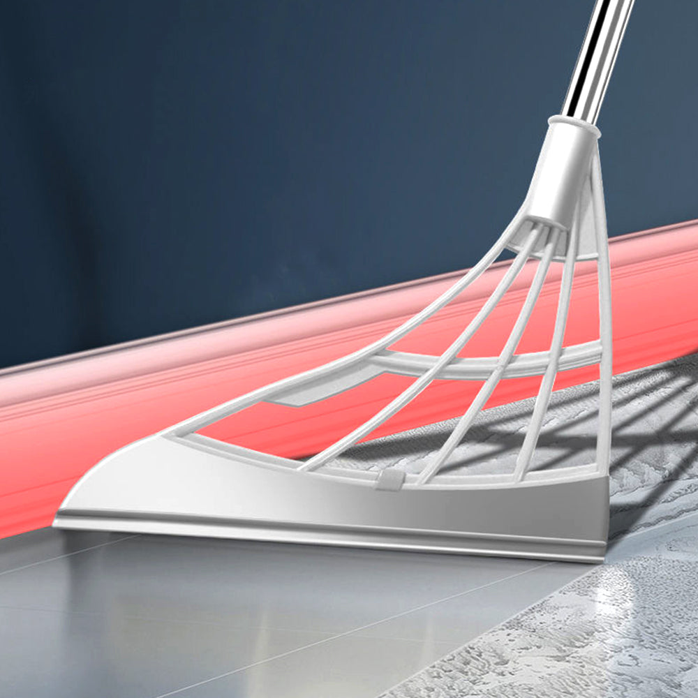 3Pcs Set of Plastic Broom with Foldable Standing Dustpan and Scraper Broom
