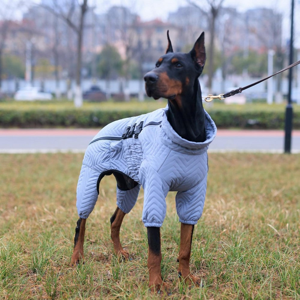 Dog Coat 4 Legs Covered Windproof Waterproof Dog Winter Jacket-Grey