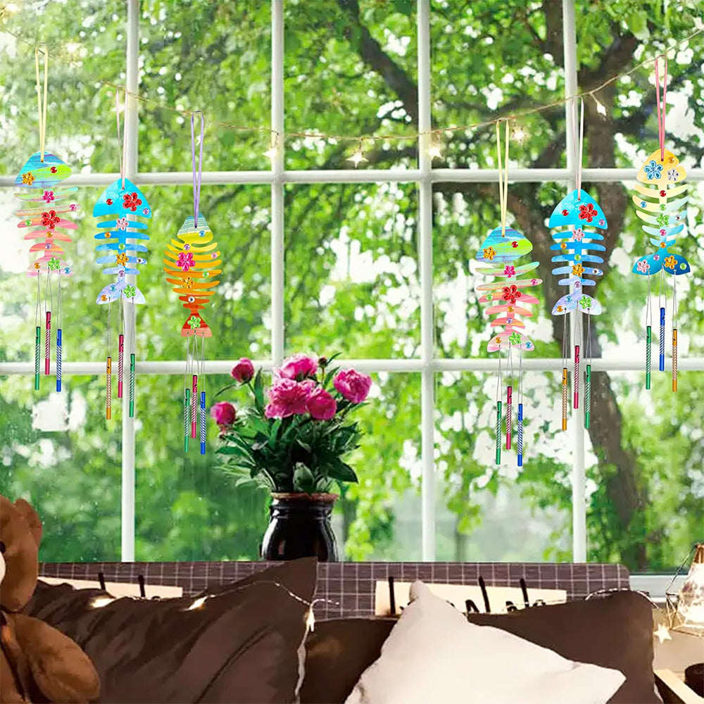 3D Rotating Fish Wind Chime Kit for Kids Make Your Own Wind Chime Wooden Arts