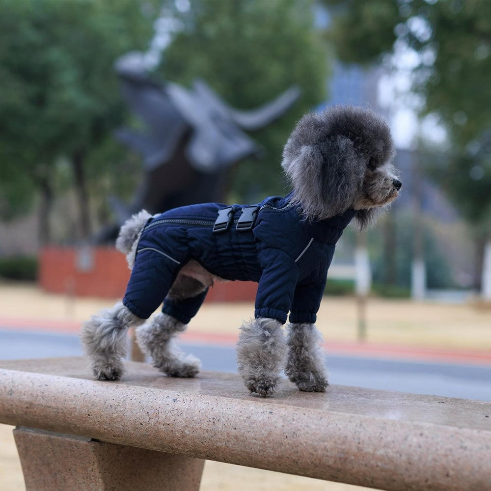 Dog Coat 4 Legs Covered Windproof Waterproof Dog Winter Jacket-Blue