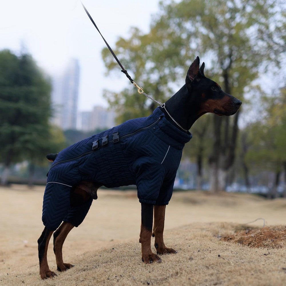 Dog Coat 4 Legs Covered Windproof Waterproof Dog Winter Jacket-Blue