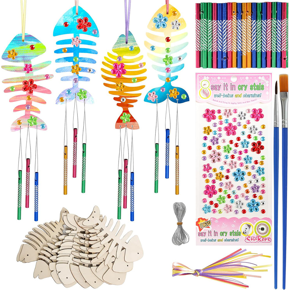 3D Rotating Fish Wind Chime Kit for Kids Make Your Own Wind Chime Wooden Arts