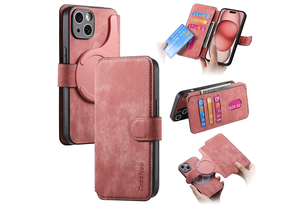 Magnetic Wallet Case for iPhone 17Series RFID Blocking Card Holder Phone Stand