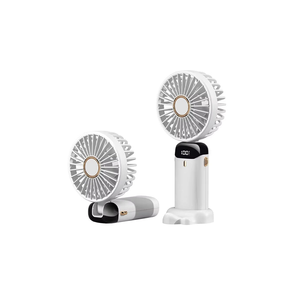 Portable Handheld Fan Folding Desk Fan Cooler USB Rechargeable with LED Display