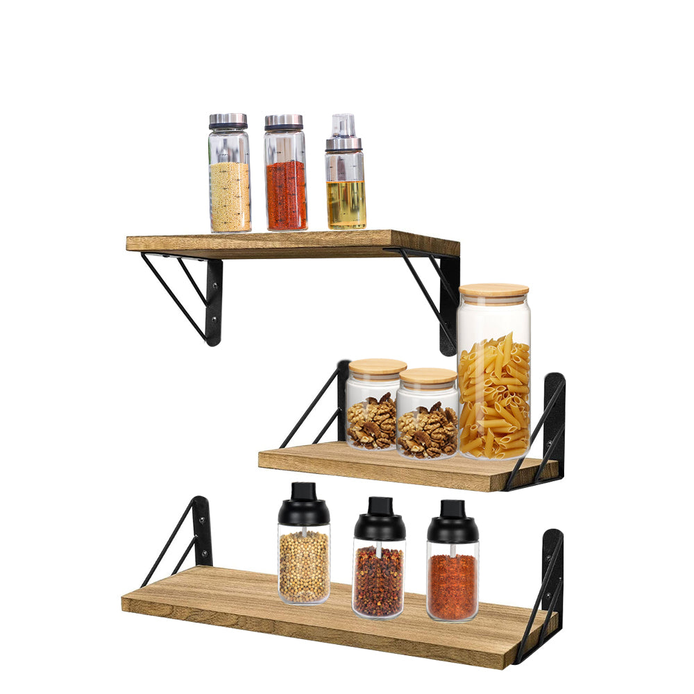 3Pcs Wall Mounted Wood Floating Shelf Storage Display for Bedroom Decor