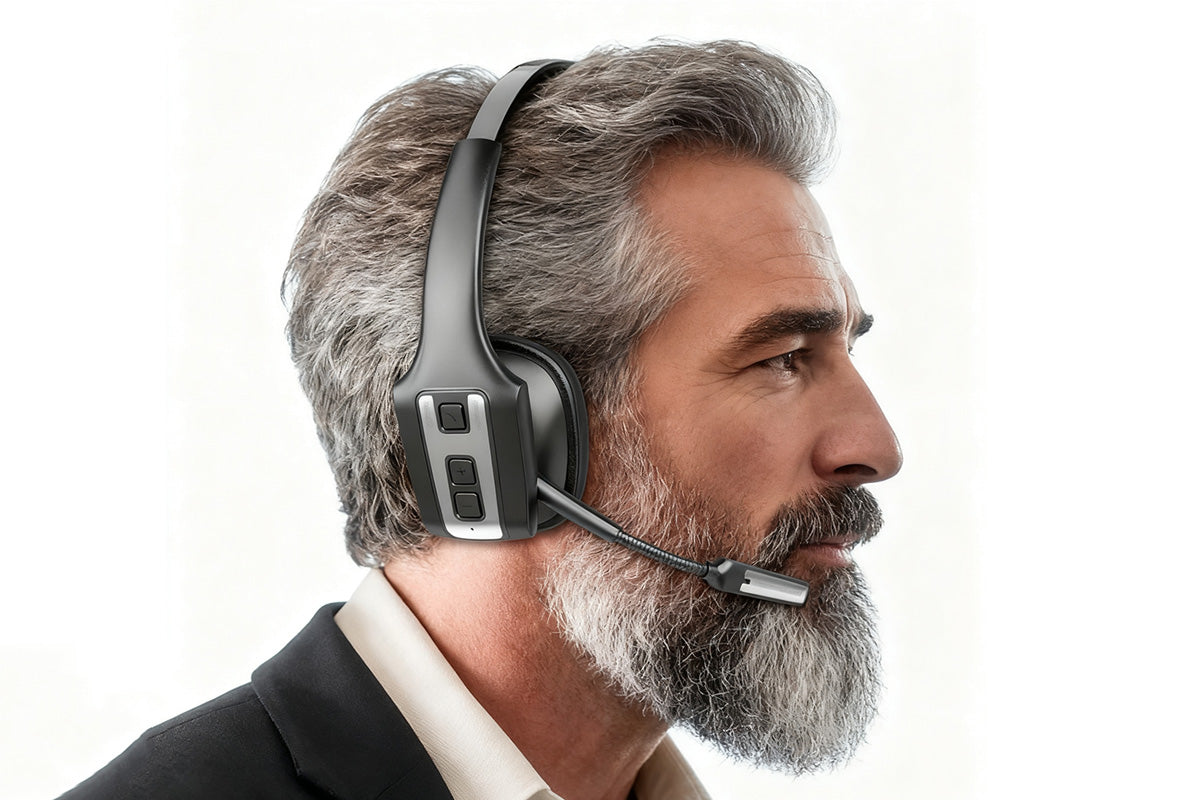 Bluetooth Headset Wireless Headphones with Mic for Trucker Driver Office
