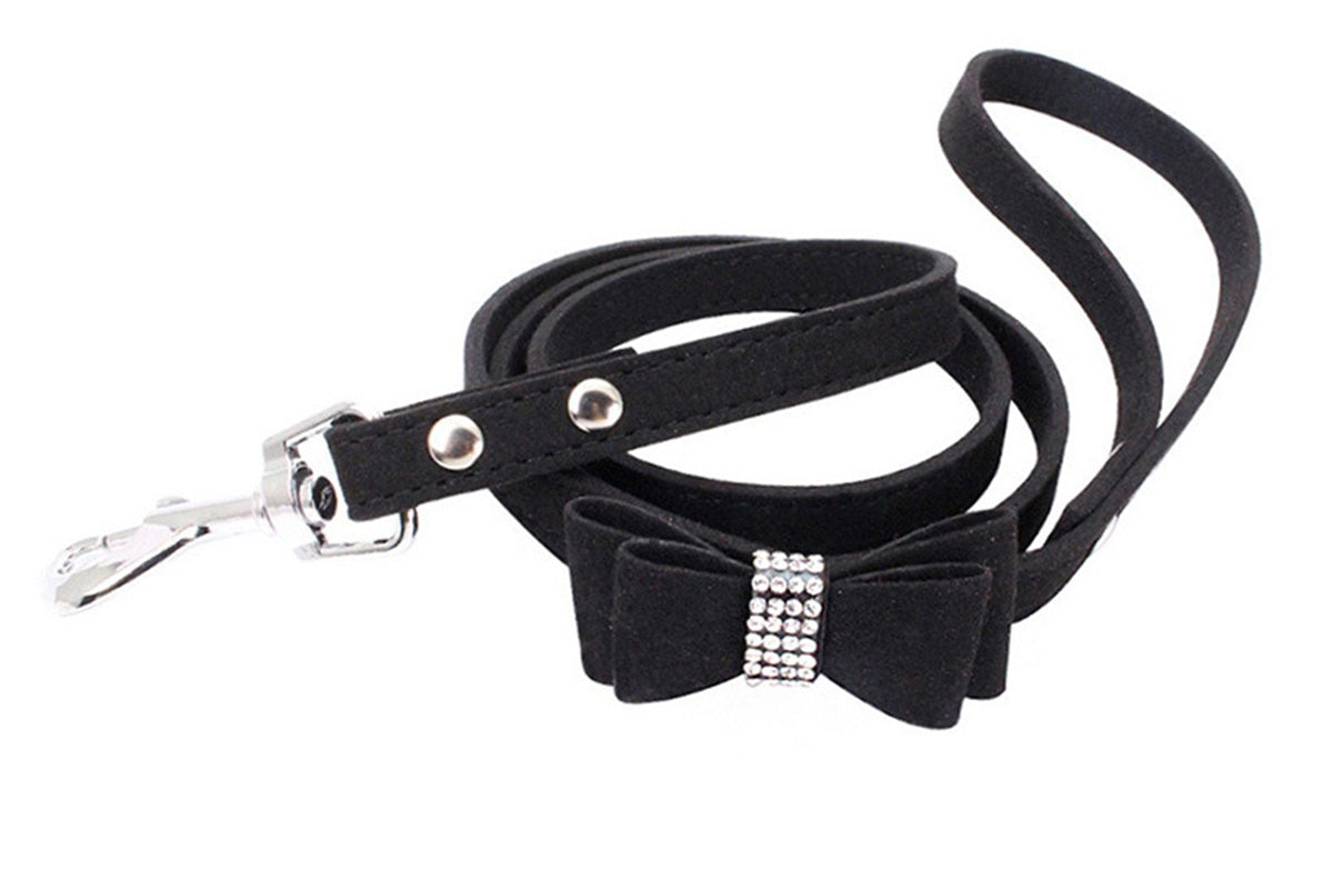 Dazzling Embellishments Dog Leashes and Collars with Bow Knot for Small Dogs Puppy