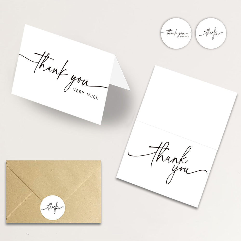 40 Thank You Cards with 40 Envelopes and 42 Stickers for Weddings Graduation