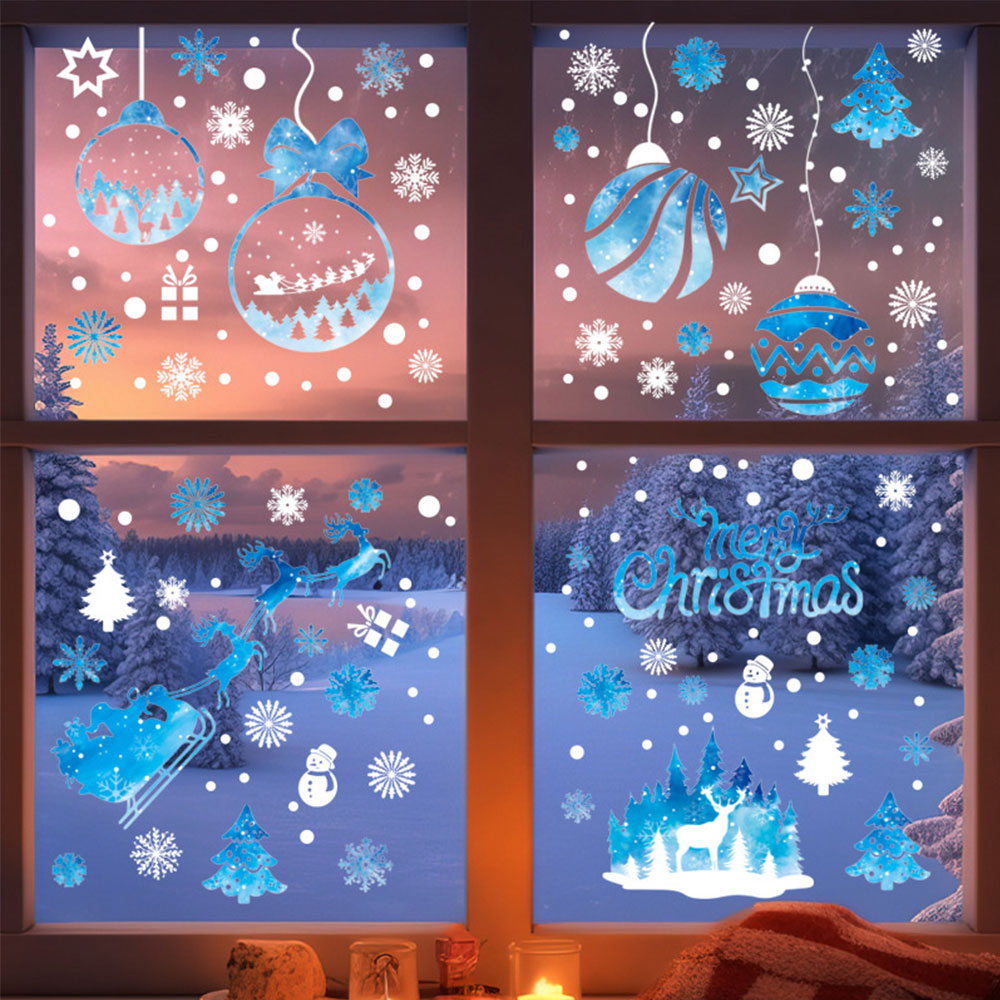 Christmas Window Glass Sticker Decal Snowman Shop Xmas Party Wall Decor