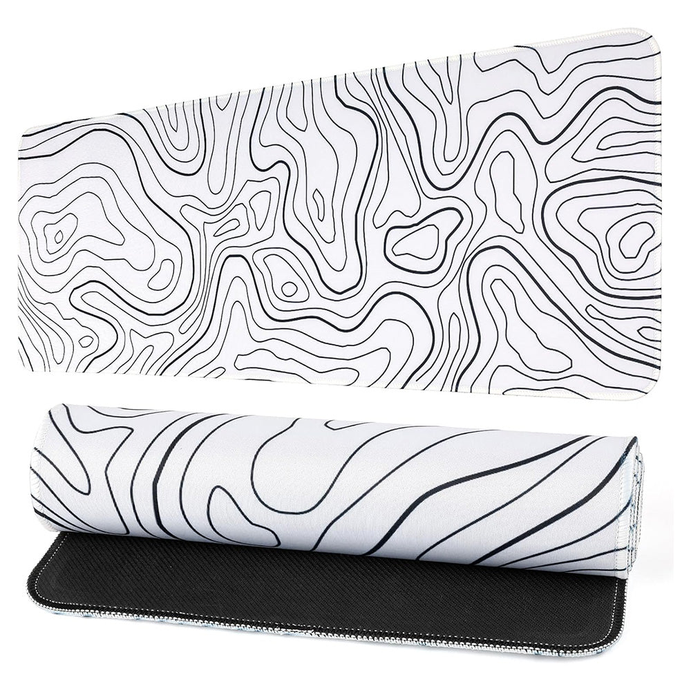 Keyboard Mouse Pad with Smooth Cloth Surface and Non-Slip Rubber Bottom for Office and Gaming Use-White