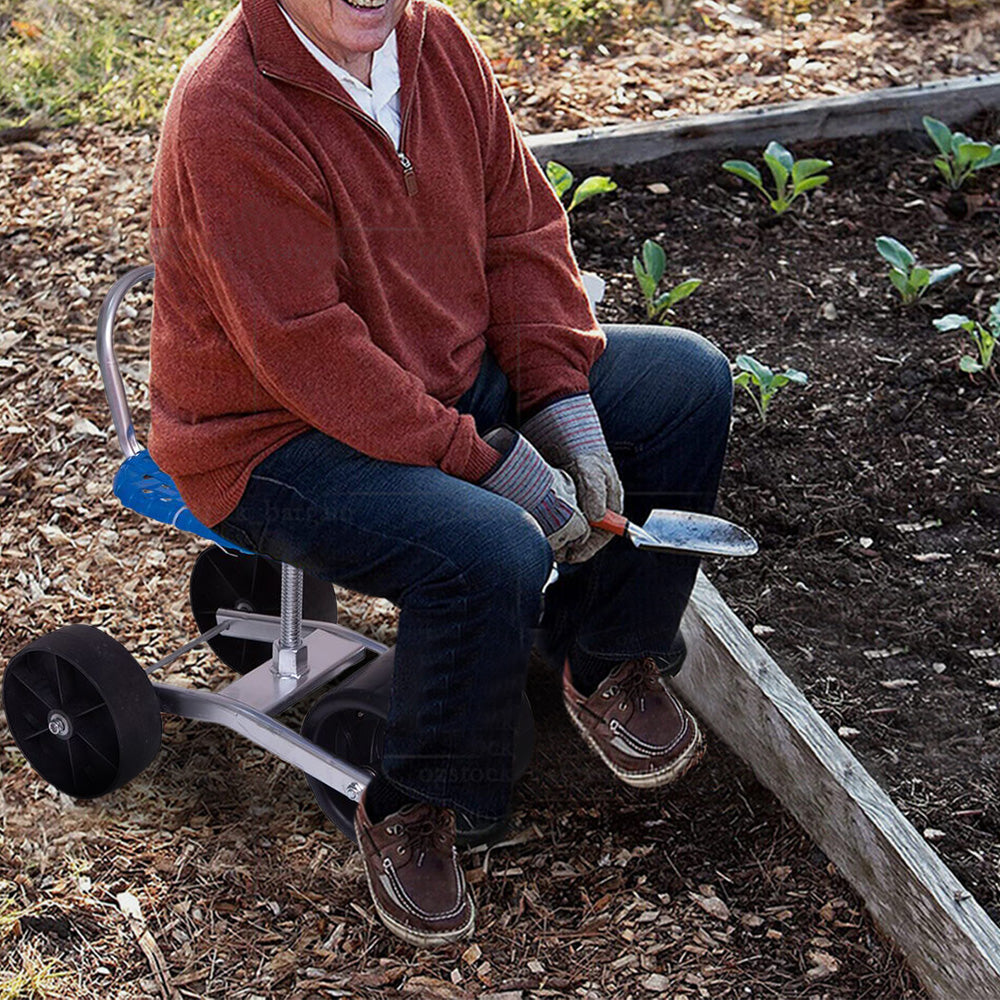 Garden Stool 360-degree Rotating and Lift Garden Seat with Wheels for Planting