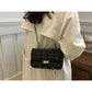 Tweed Chain Strap Crossbody Bag and Luxury Inspired Shoulder Purse for Women