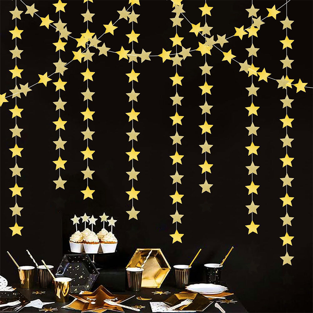 5 Pack 4m Thick Paper Star Garland Bunting Banners for Parties Weddings