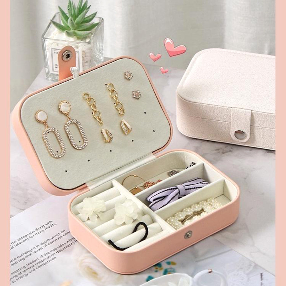 Portable Jewelry Case Travel Jewelry Box with Button