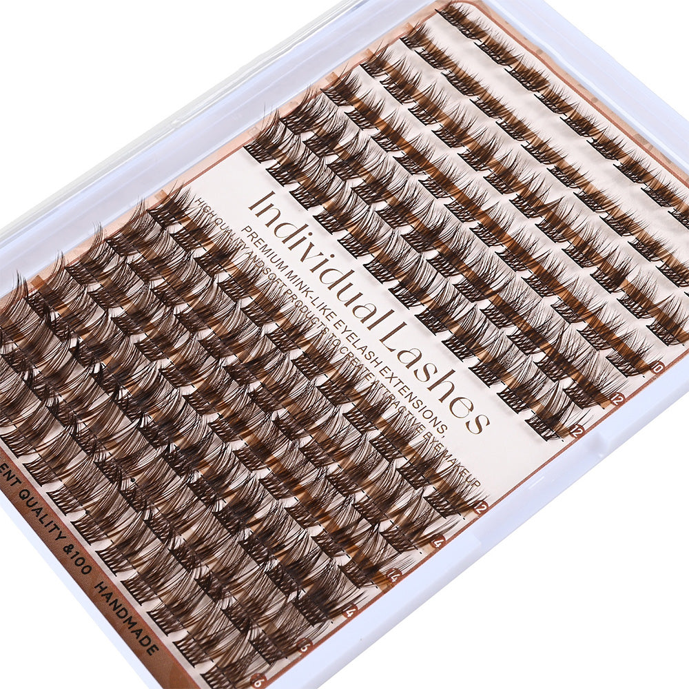 Dark Brown Natural Cluster Lashes DIY Fluffy Individual Reusable for Light Hair