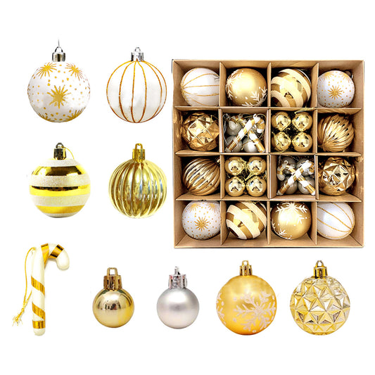 Christmas Ball Ornaments Christmas Tree Decoration-White and Gold