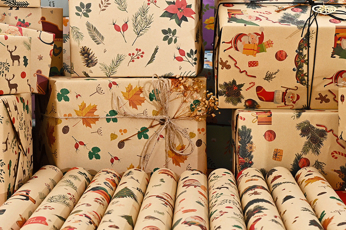 10PCS Multiple Patterns Christmas Wrapping Paper Gift Box Wrap Rolls