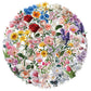 50 Pcs Floral Transparent PET Stickers DIY Decals for Phone Case Cup Laptop