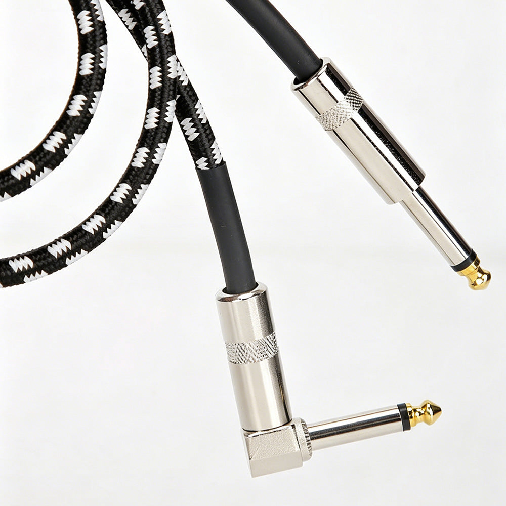 3m Guitar Cable 6.35mm Right Angle to Straight Instrument Cord for Bass Amp