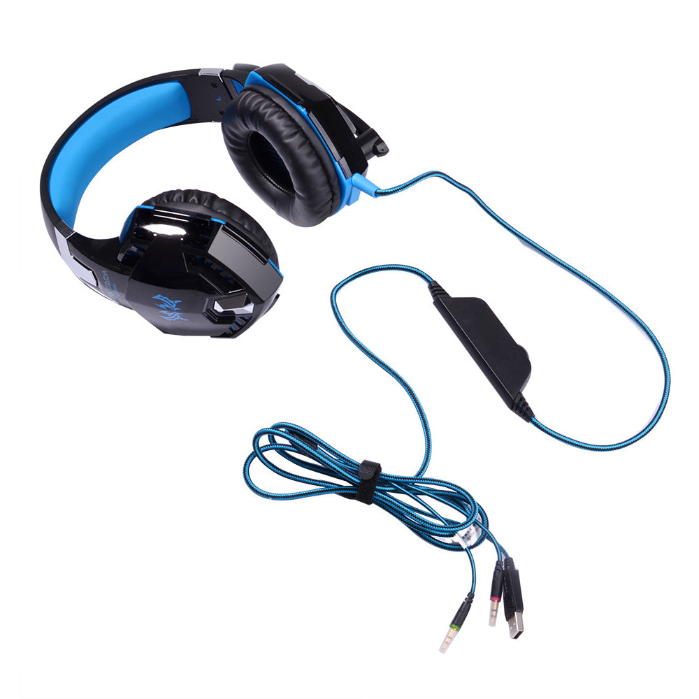 3.5mm Gaming Headset MIC LED Headphones Surround with Splitter  for PC Mac Laptop