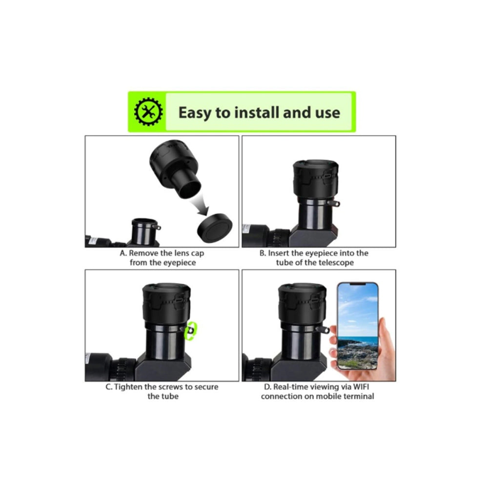 4K HD Wireless WiFi Digital Eyepiece Camera for Telescope Video Recording Photography