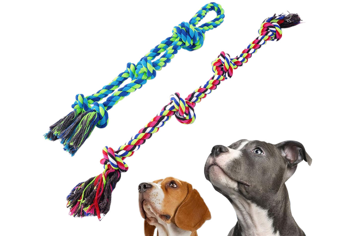 2 Pack Cotton Rope Dog Toys Durable Tug Chew Ropes for Large Breed Dogs