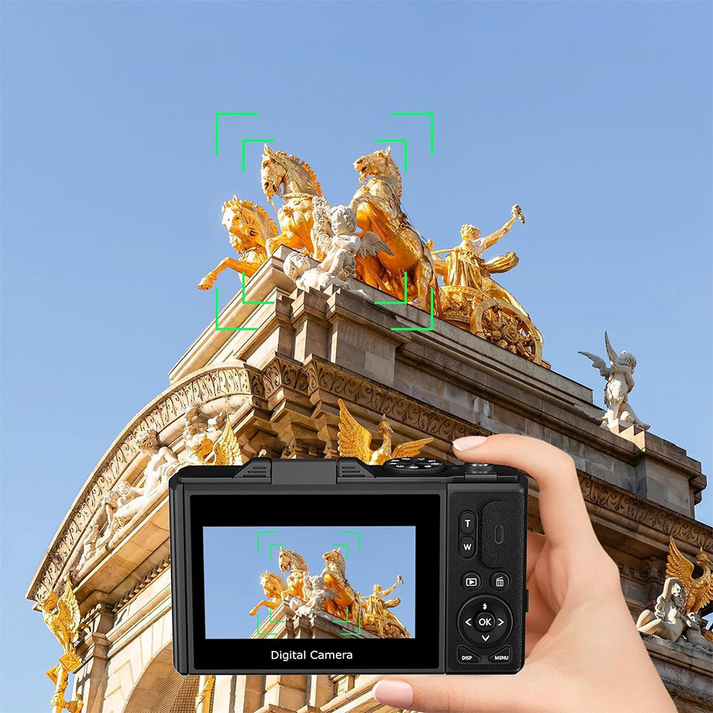 Digital Camera with 180 Degree Flip Screen WiFi Vlogging Camera with 64G TDF Card