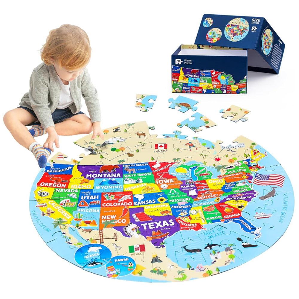 Round World Map Geography Puzzle Jigsaw for Kids
