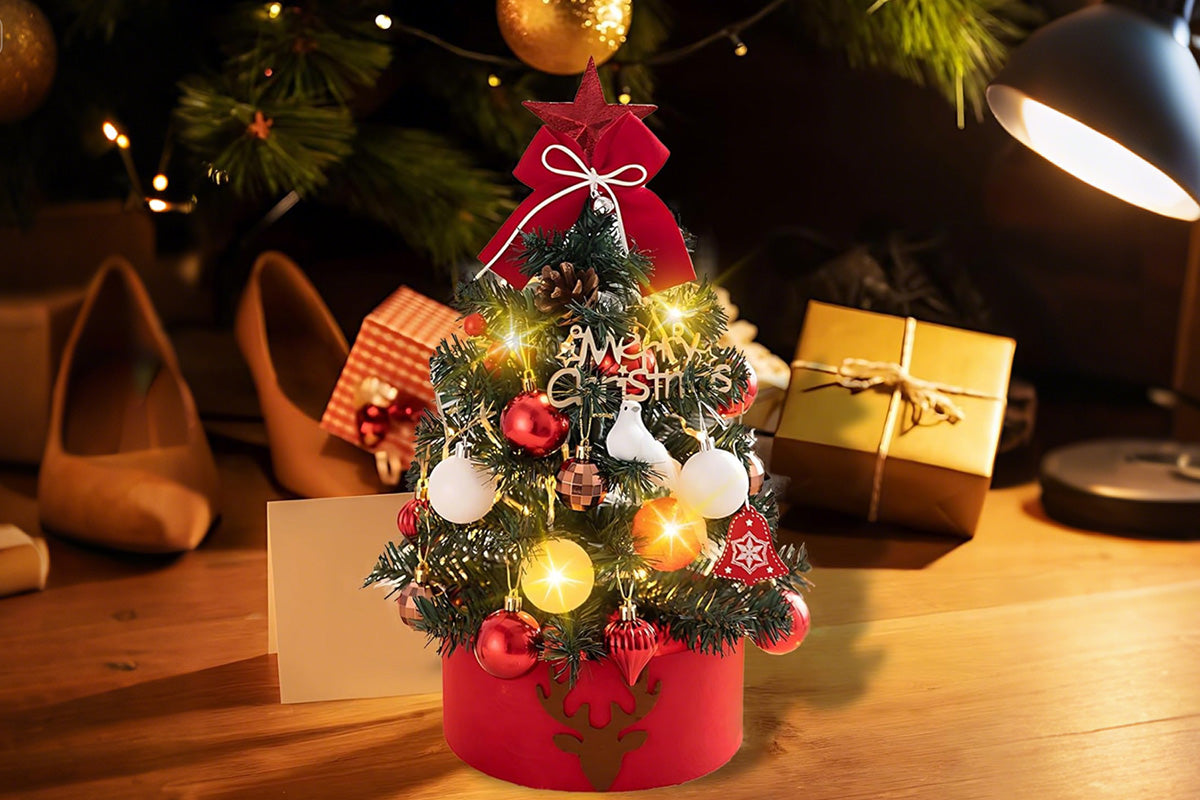 60cm Mini Desktop Christmas Tree with LED Lights Tabletop Ornament