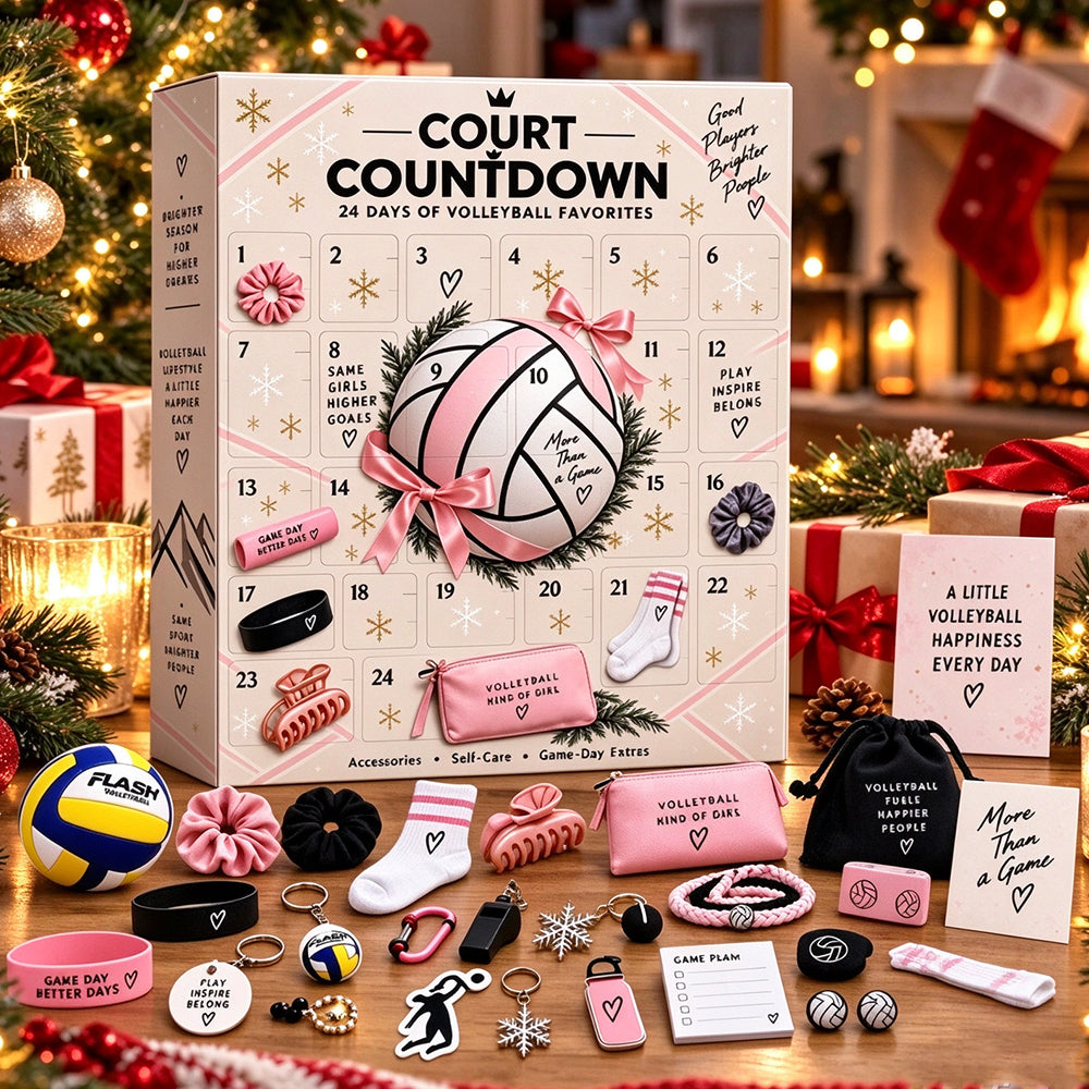 24 Day Christmas Advent Calendar with 2D Acrylic Volleyball Ornaments