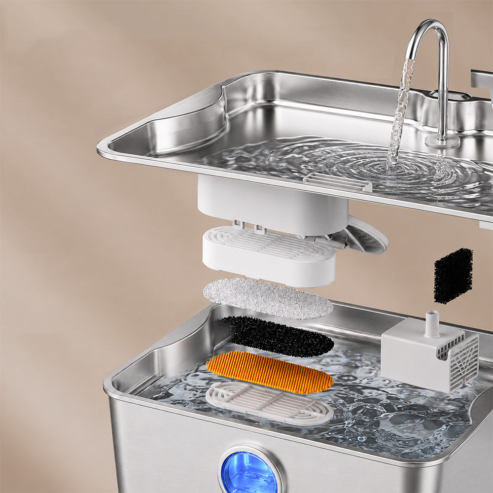12L Stainless Steel Pet Water Fountain for Large Dogs Multi Pet Quiet Pump