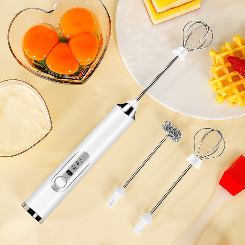 Handheld Electric Coffee Milk Frother Double Head Whisk Egg Beater with 3 Speeds