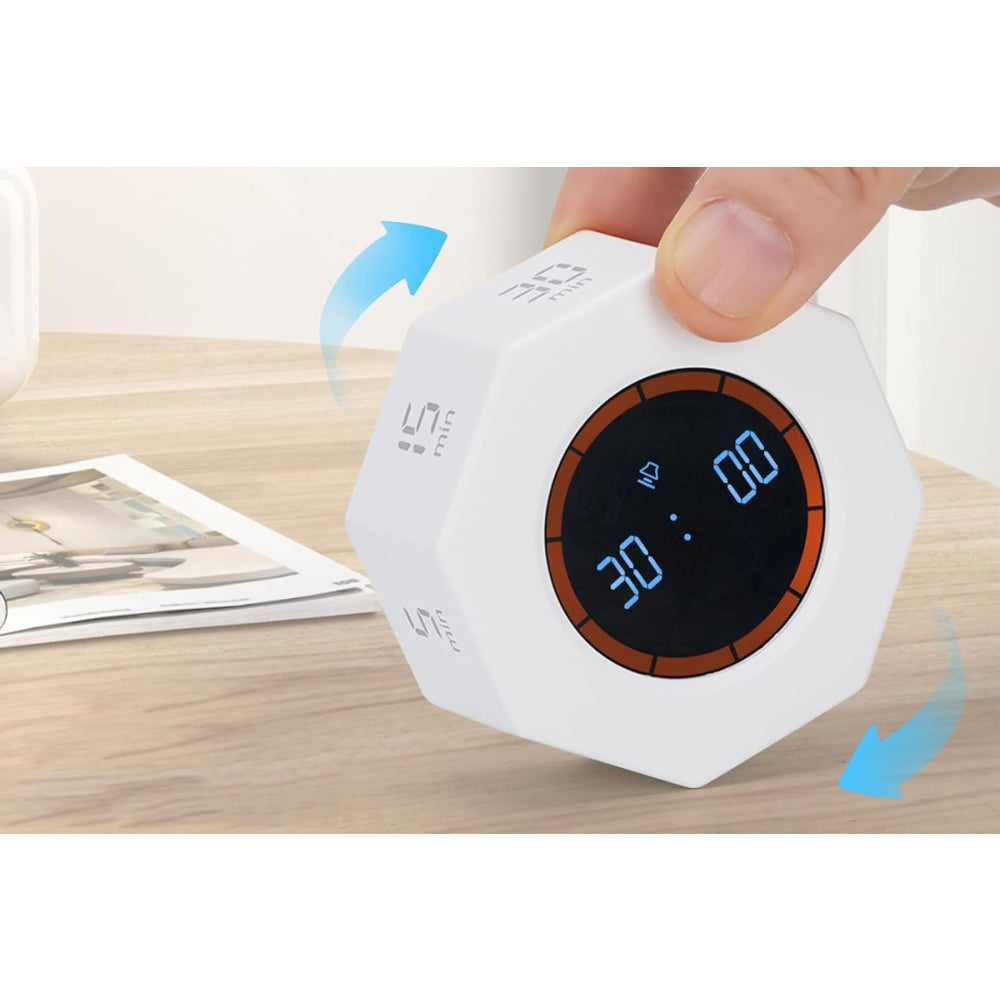 Rechargeable Pomodoro Timer 8-Angle Auto-Rotating Screen with Gravity Sensor for Cooking Work