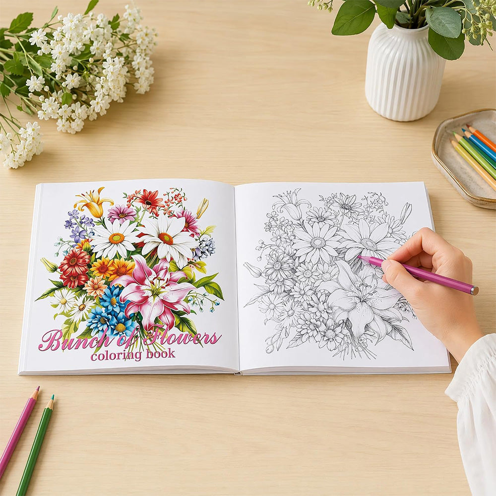 2 Coloring Books with 24 Floral and 24 Butterfly Designs
