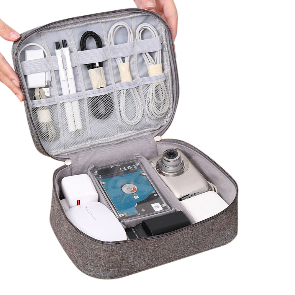 Large Digital Electronics Travel Organizer Bag with Adjustable Dividers