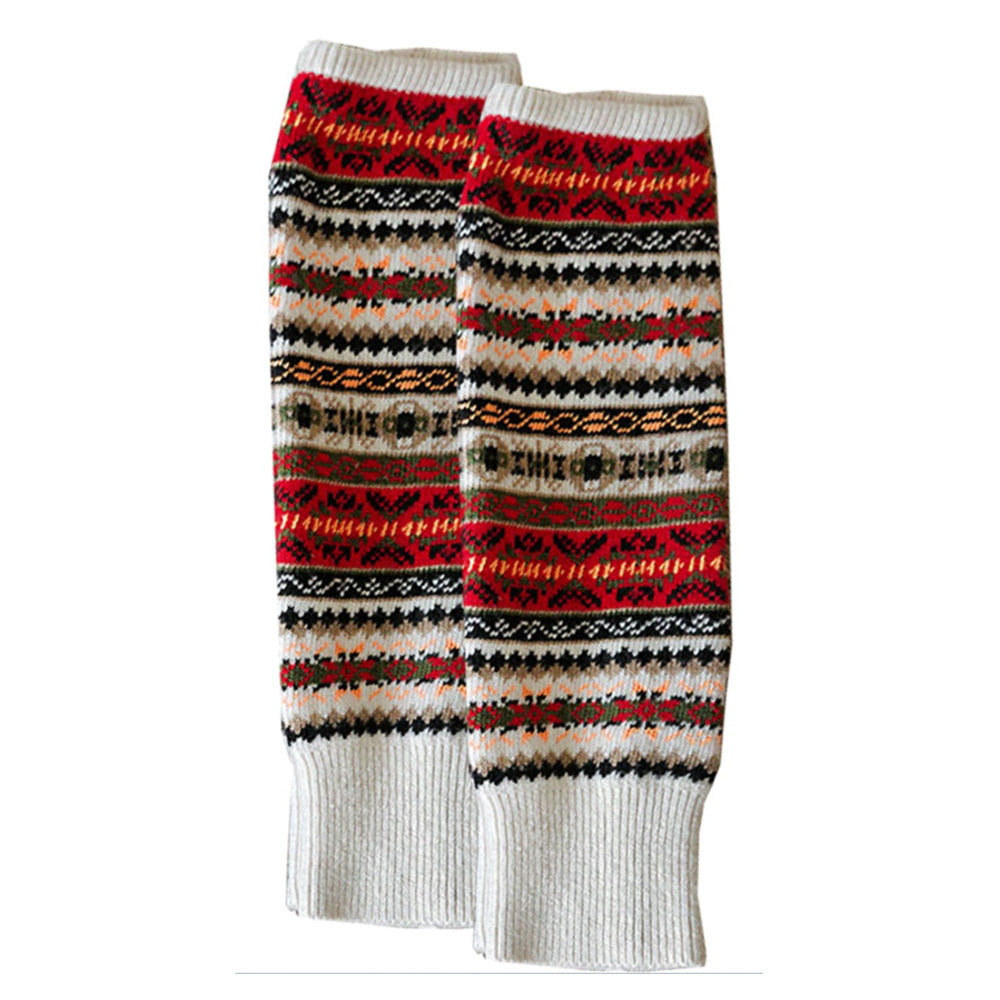 1 Pair Multicoloured Leg Warmers for Women Warm Over Knee Boot Socks for Winter