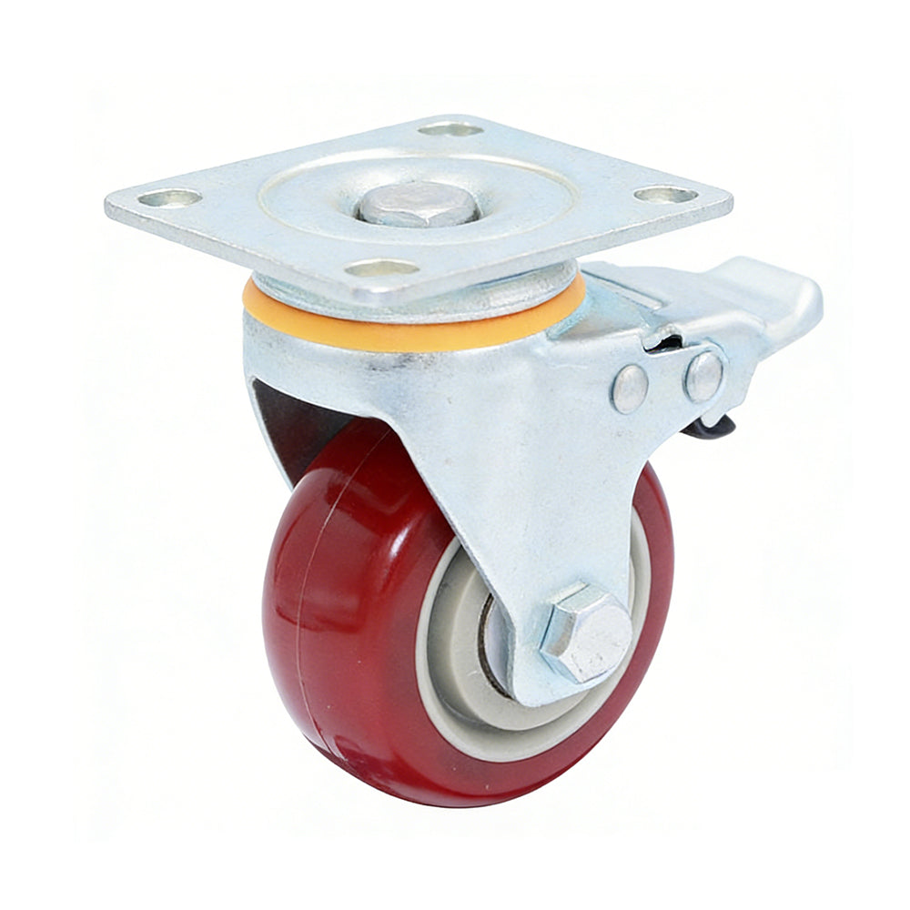 2XPolyurethane Caster Wheels with Brake Swivel Casters 3/4/5 Inch for Hand Trucks