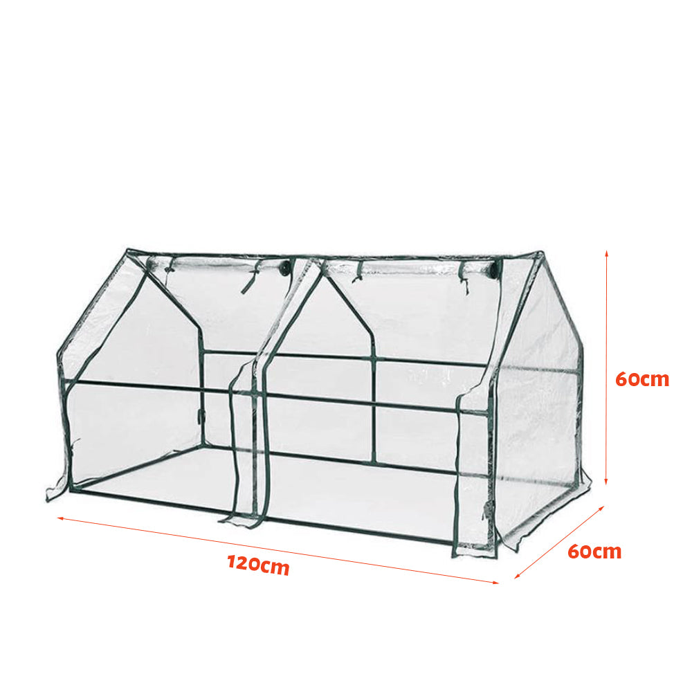 Clear Greenhouse Flower Garden Shed with Zipper Doors-House Shape