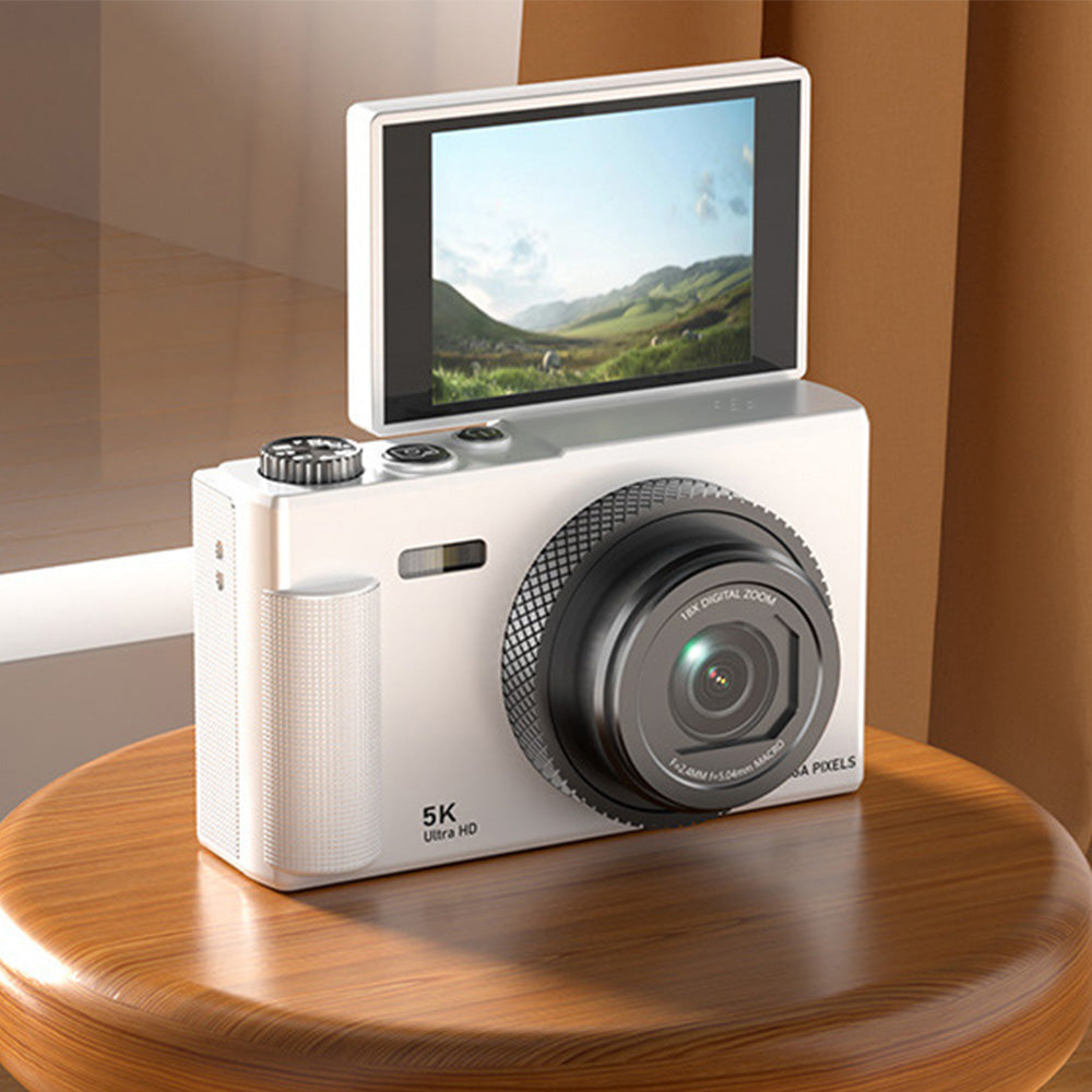 Digital Camera 5K 18X Zoom Flip Screen Video Camera with 64GB Memory Card