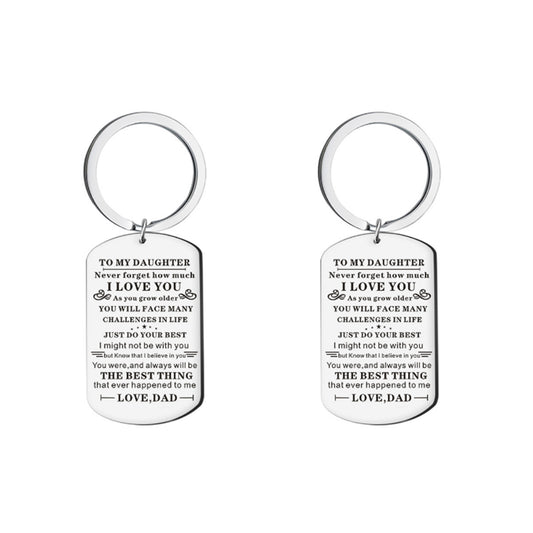 Stainless Steel Inspirational Keychain to My Daughter from Dad with Keyrings