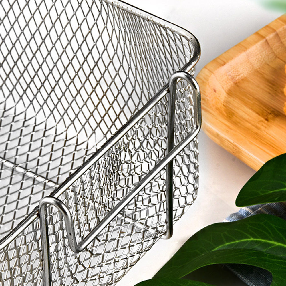 Stainless Steel Deep Fryer Basket with Removable Handle and Hanging Design