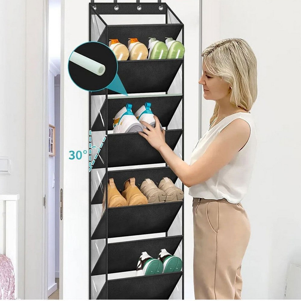 10 Tier Clear Over the Door Shoe Organizer Storage Hanging Organiser with Deep Pockets