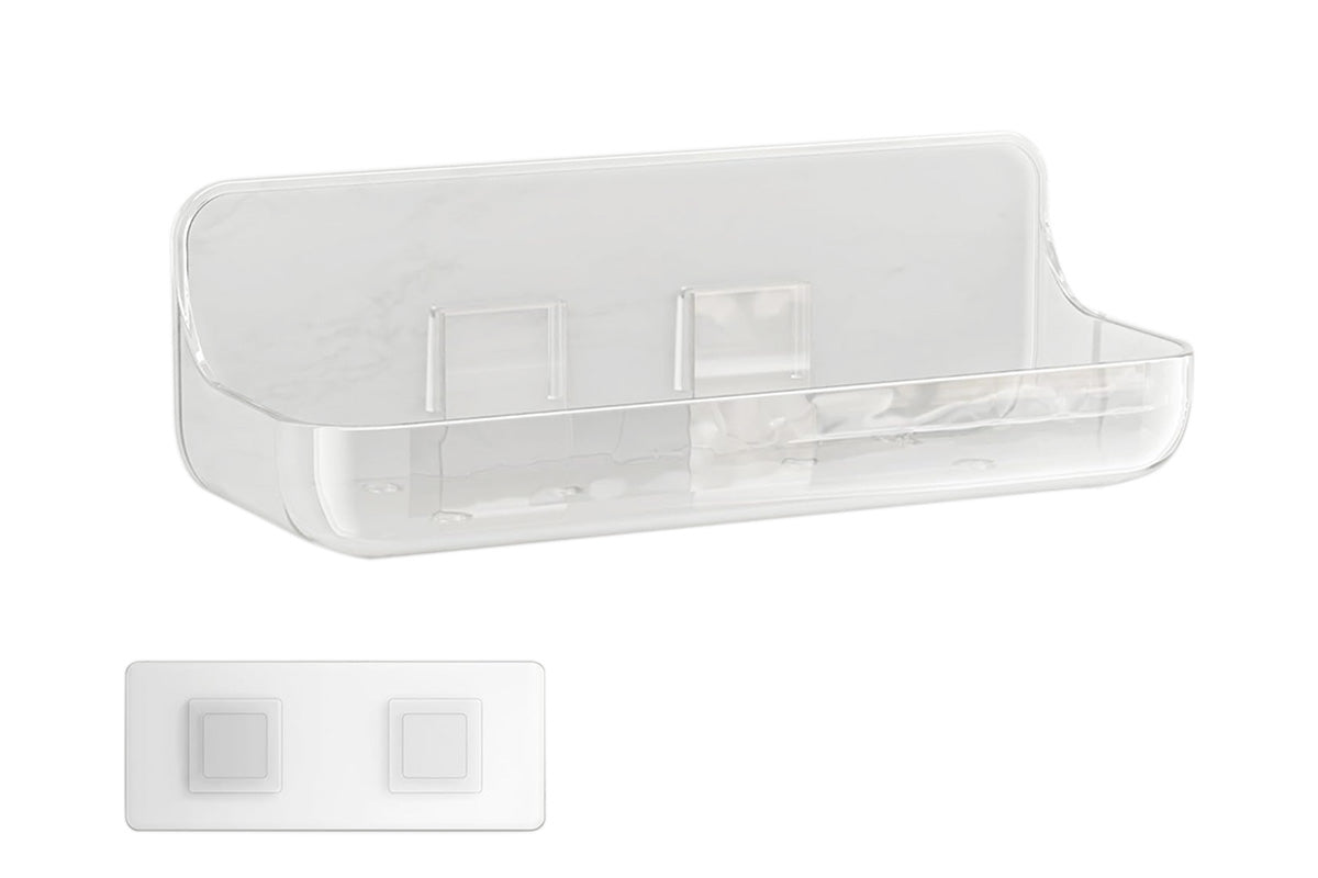 2Pcs Acrylic Adhesive Shower Caddy No Drill Wall Mount Organizer Storage Shelf